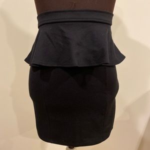 Black Pencil Skirt with Peplum Detailing